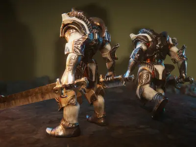 Mighty golem Low-poly 3D model