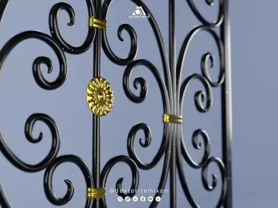 3D Model of Decorative Metal Window Fence - Security Grille 3D model