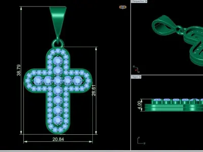 Cross pendant 3D print model 5