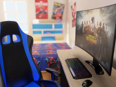 Kids Bedroom and Gamer Room Low-poly 3D model