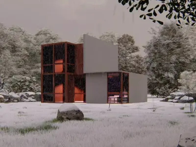 Forest villa-Casa Scene-Modern Villa 3D model