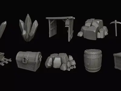 Stylized pack Mine 3D model