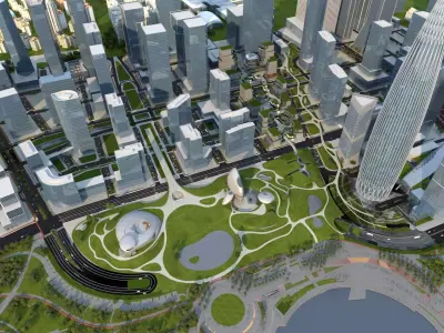Shenzhen city Bay Architecture Low-poly 3D model
