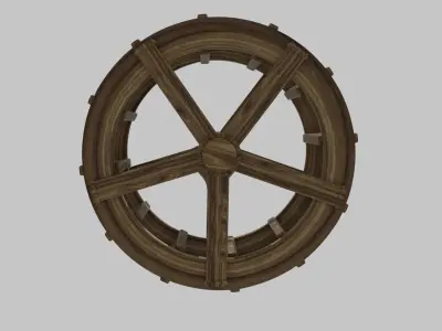 Water wheel Wooden oldstyle Free 3D model