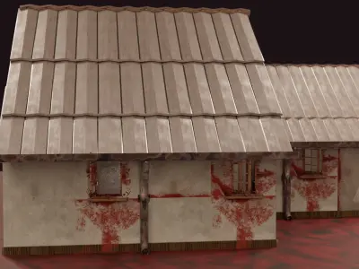 Horror Mansion Gothic House Bloodstained Walls Cursed Doors  Low-poly 3D model