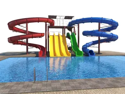Water Slide Low-poly 3D model