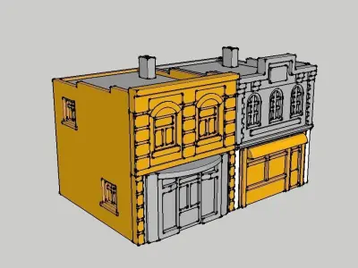 Shop Store Building 2pcs by Outland Models 3D Printable 3D print model