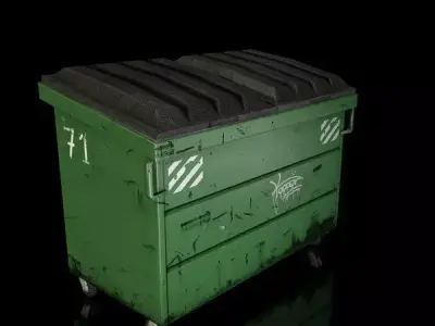 Low Poly Dumpster trash can Low-poly 3D model