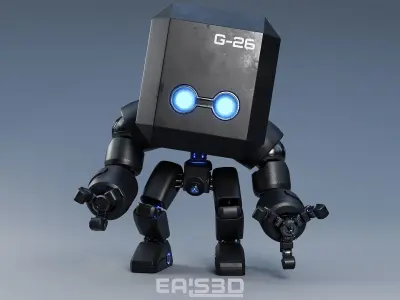Cute Space Robot Rigged G-26 Matte Black 3D model