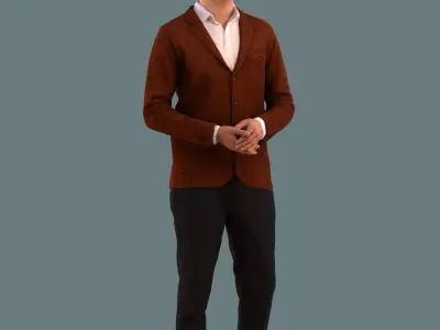 Set of 3D men standing in various poses 3D model