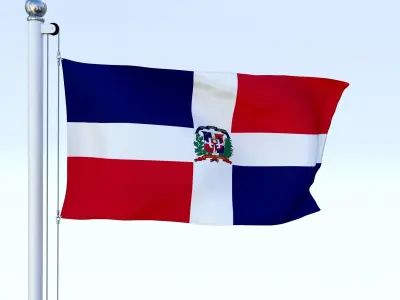 Animated Dominican Republic Flag Low-poly 3D model