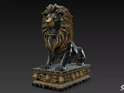 Lion Statue V31  Low-poly 3D model