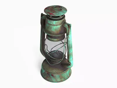 Old Green Lantern PBR Textures Low-poly 3D model