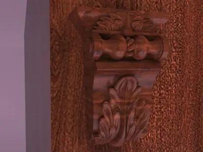 Maral wooden lobby door Low-poly 3D model