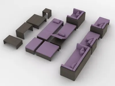 Viteo Slim Line Garden Furniture Set 3D model