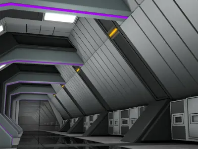 Sci Fi Corridor  3D model 11