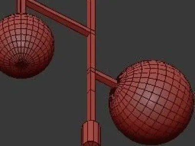 Copper pendant lamp with two balls 3D model