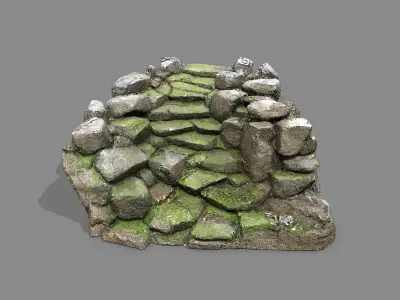 Mossy Rock Stairs Low-poly 3D model