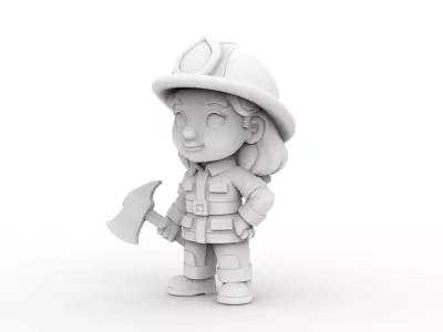 Firefighter Girl 3D Printable 3D print model