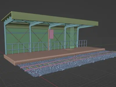train station Low-poly 3D model