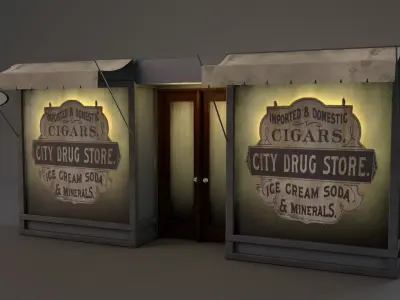 Aged Vintage Storefronts 3D model