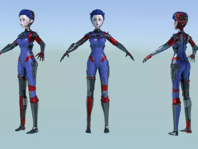 ARC Combat animation Red vs Blue Low-poly 3D model