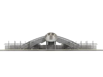 Walk Bridge With Bus Stop and Elevators 1 3D model