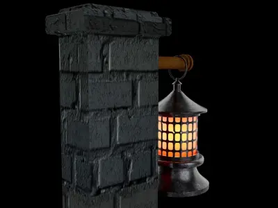 Game asset Lantern Low-poly 3D model