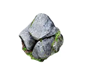 Verdant Accents A Trio of Moss-Covered Stones in 3D 3D model