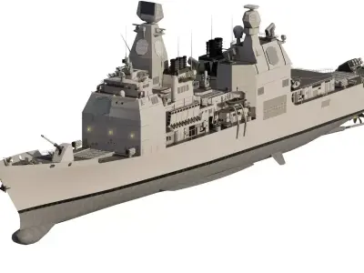 Detailed us navy destroyer 3D model