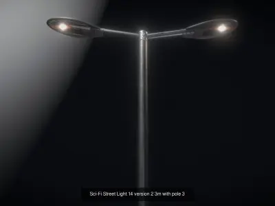 Sci-Fi Street Light 14 with pole 3 3D Model Pack