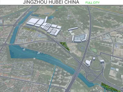 Jingzhou Hubei China 30km Low-poly 3D model