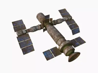 Satellite F11 Destroyed - SciFi Space Design Low-poly 3D model