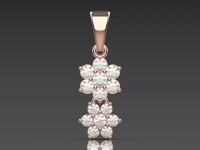 Rose Gold and Diamond Double Flower STL Pendant Model jp0034 3D print model
