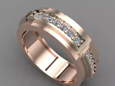 Rose Gold Men Diamond Ring 3D print model 3D print model 3