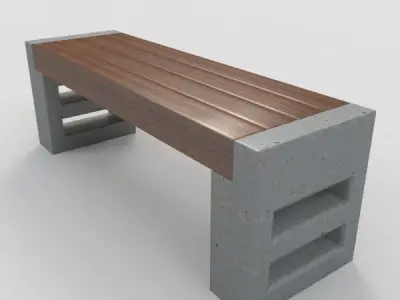 Outdoor Bench-3 3D model