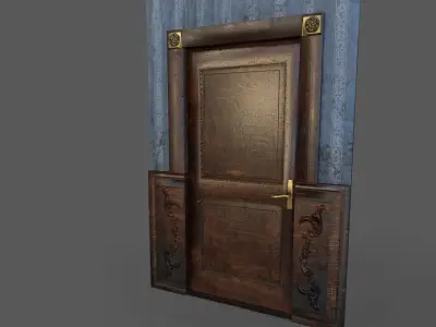 Old Wood Door Paper Low-poly 3D model
