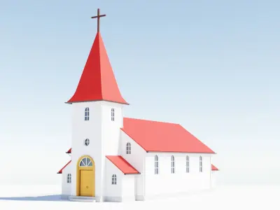 Church with door Low-poly 3D model