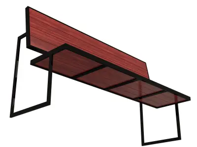 Street Bench Low-poly 3D model