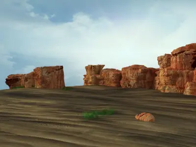 Sand Grass Dune desert landscape sahara wilderness area 3D model