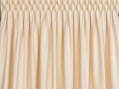 Curtains with puffs and tulle 3D model