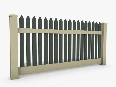 Wooden Fence Low-poly 3D model 8