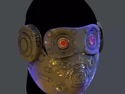 Gas mask helmet scifi Low-poly character art game space  Low-poly 3D model 9