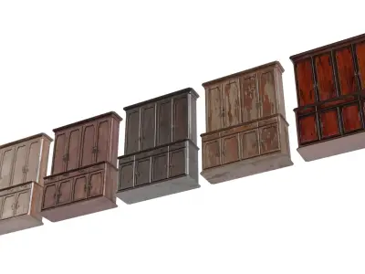 Wooden Cabinet Low-poly 3D model