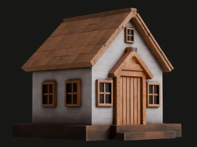Cute Cartoon Small Wood House 04 3D model