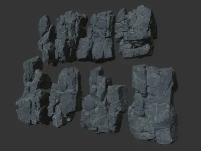 Low poly Black Modular Rock 230706 Low-poly 3D model