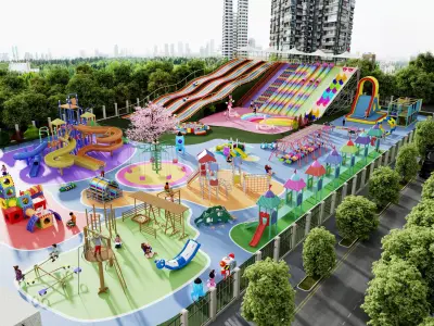 Amusement park Low-poly 3D model