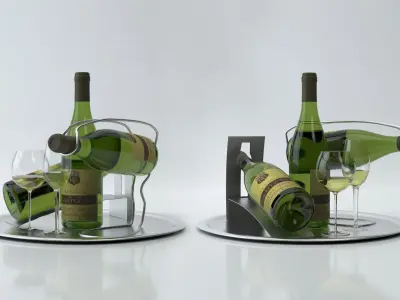  Wine Set of 14 bottles and 12 different wine glasses, tray, wine holder \ stand (Vray and Corona render) 