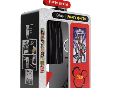 Disney Park Photo Booth with Camera Stand Low-poly 3D model