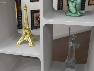  White Display Shelf with Global Souvenirs 